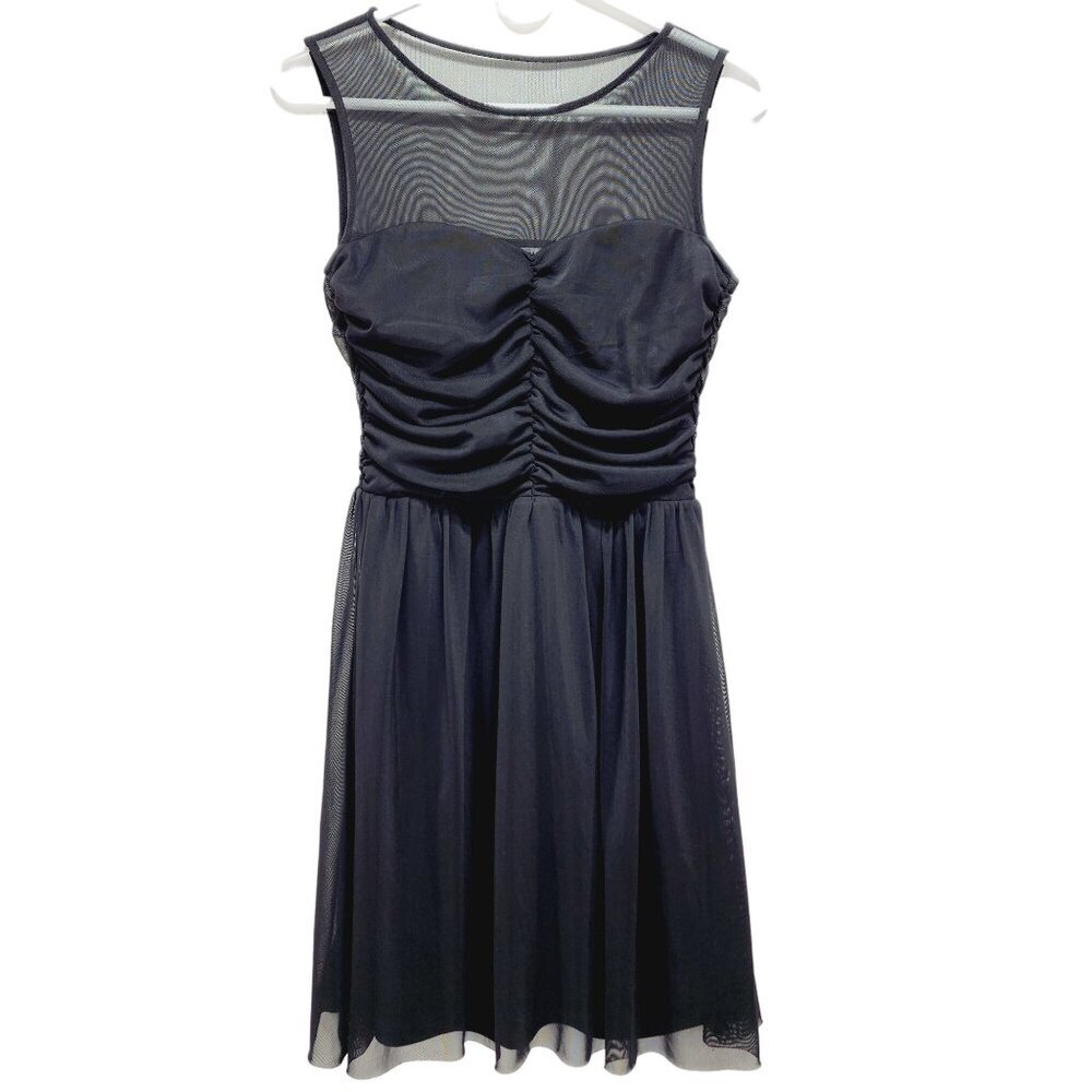 BB Dakota mini dress Black Mesh Ruched Size S Nylon/Spandex & Polyester